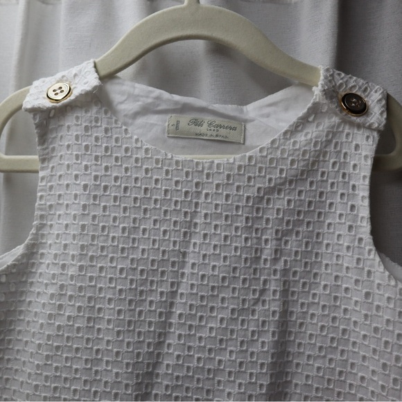 Puli Carrera White Eyelet White Pink Bow Cotton Dress- 5 - Picture 2 of 5